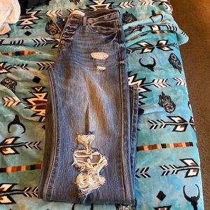 5/26 KanCan, Never worn, wide leg ripped jeans, buttons on top